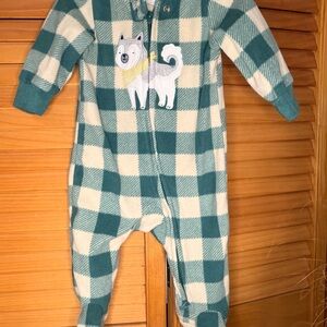 Carter's Teal and Cream Plaid Kids Footie